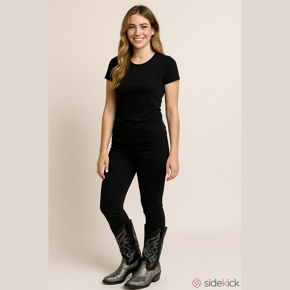 Women’s Western Calf height heeled cowboy boots size 10.5 Silver and Black - Picture 12 of 12